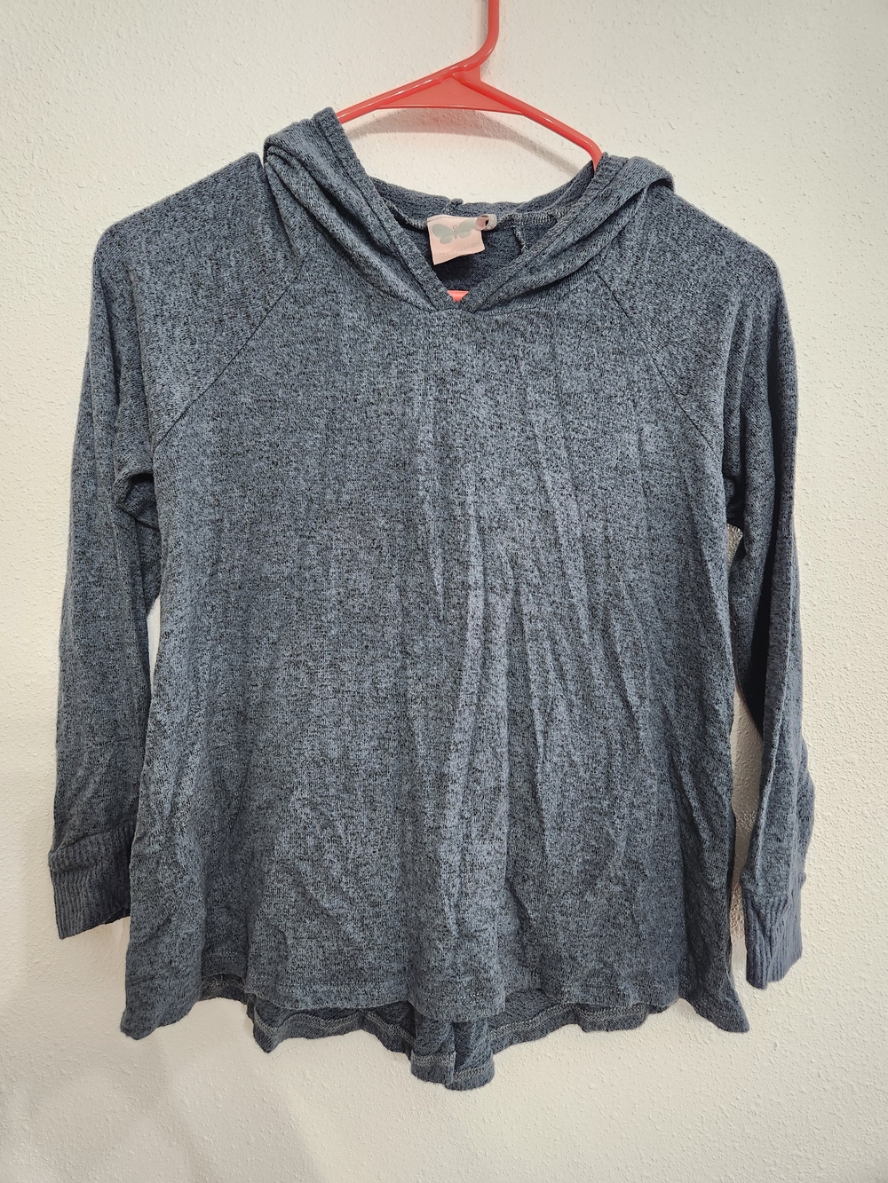 Paper Crane Heathered Blue Gray Hooded Lightweight Pullover